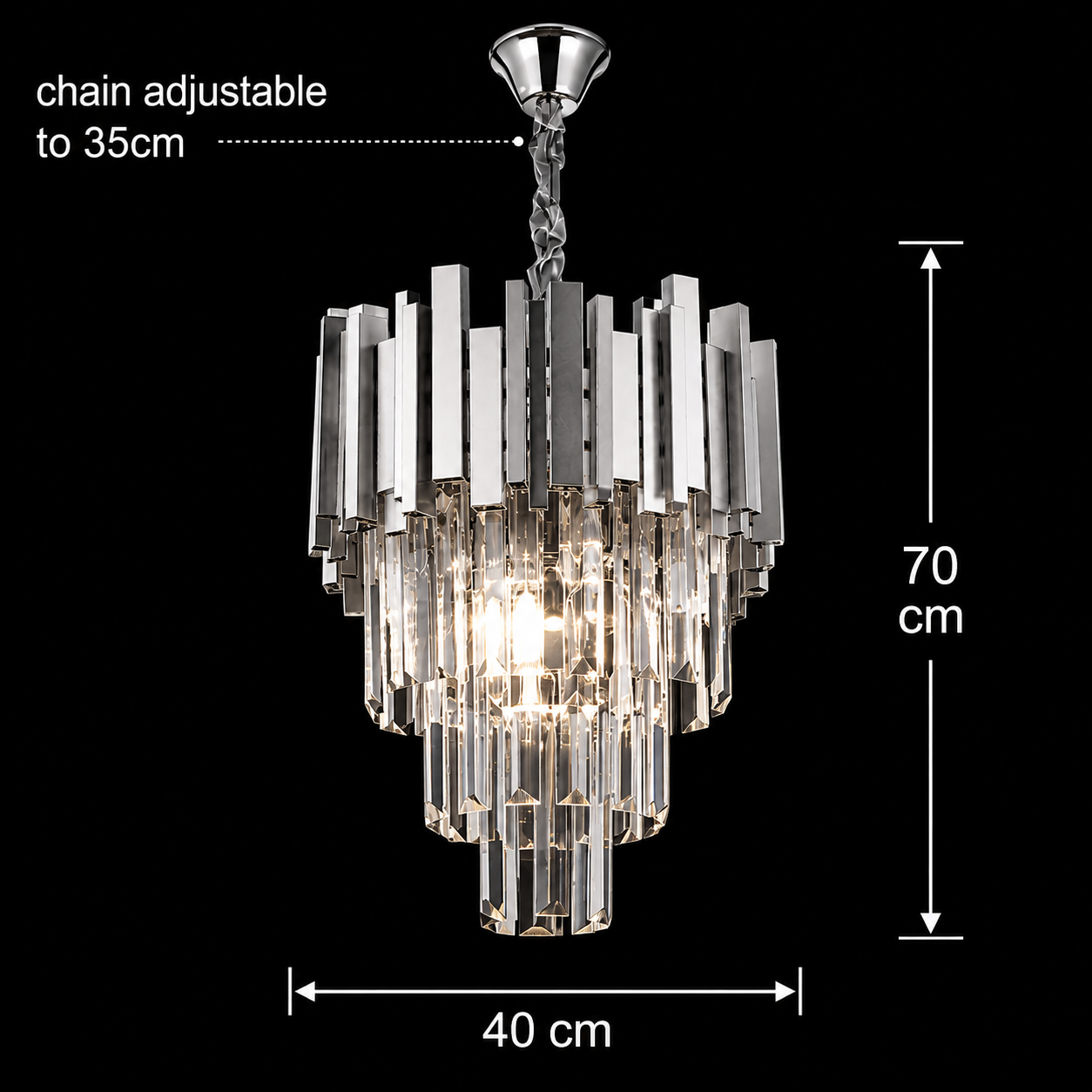 Candelabru Cristal BLOIS Nobile 5xE14, Diametru 40cm, Crom, Inaltime Reglabila Candelabre Cristal Default Title Alessandro Design