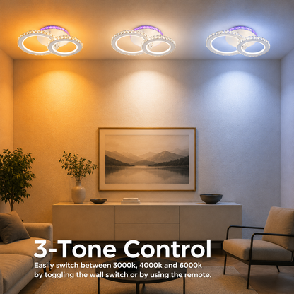 Lustra LED cu telecomanda si cristal NOVA ROTONDA RGB 42W, 2 Cercuri, lumina Rece/Calda/Neutra, Dimabila, Alb Lustre LED cu Telecomanda Default Title Alessandro Design