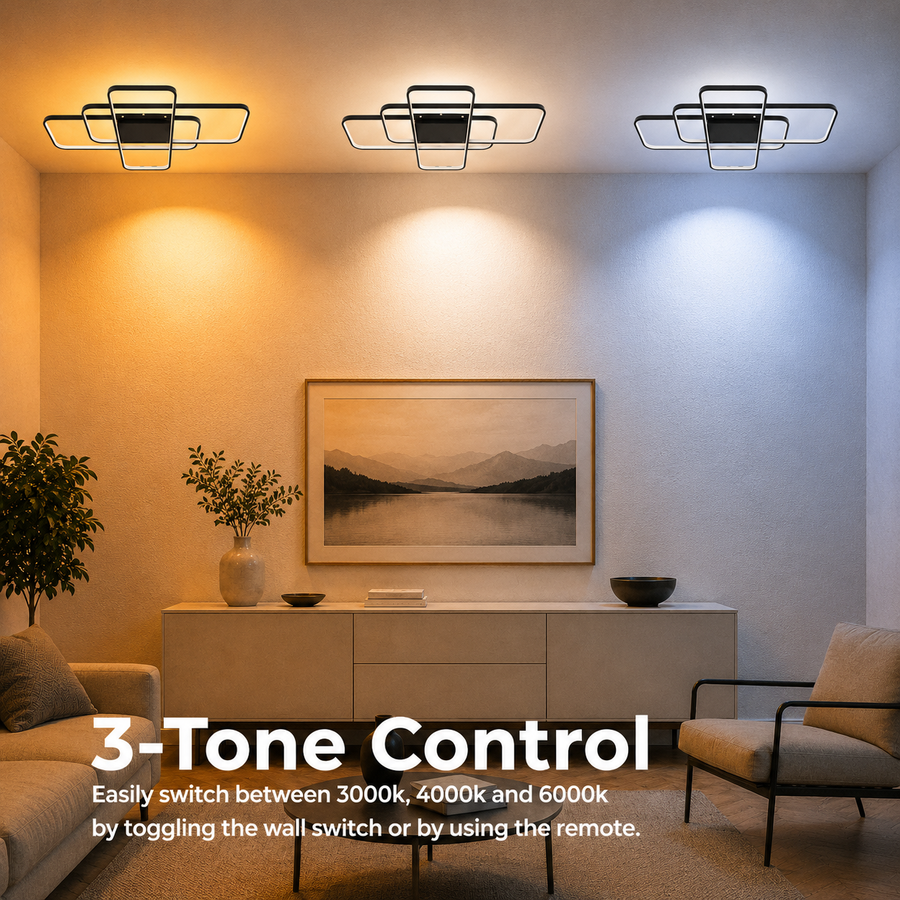 Lustra LED IANUSIS cu telecomanda 95W, 3 Elemente, lumina Rece/Calda/Neutra, Dimabila, Negru Lustre LED cu Telecomanda Default Title Alessandro Design