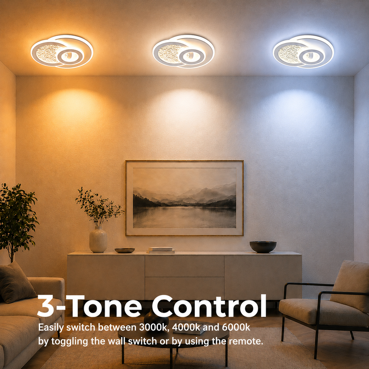Lustra LED KOMPACTO 47W, 3 Cercuri, lumina Rece/Calda/Neutra, Alb Lustre LED Default Title Alessandro Design