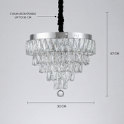 Lustra LED Cristal RIGO cu telecomanda Petito Diametru 30cm, Crom Lucios, Inaltime Reglabila, Metal si Cristal