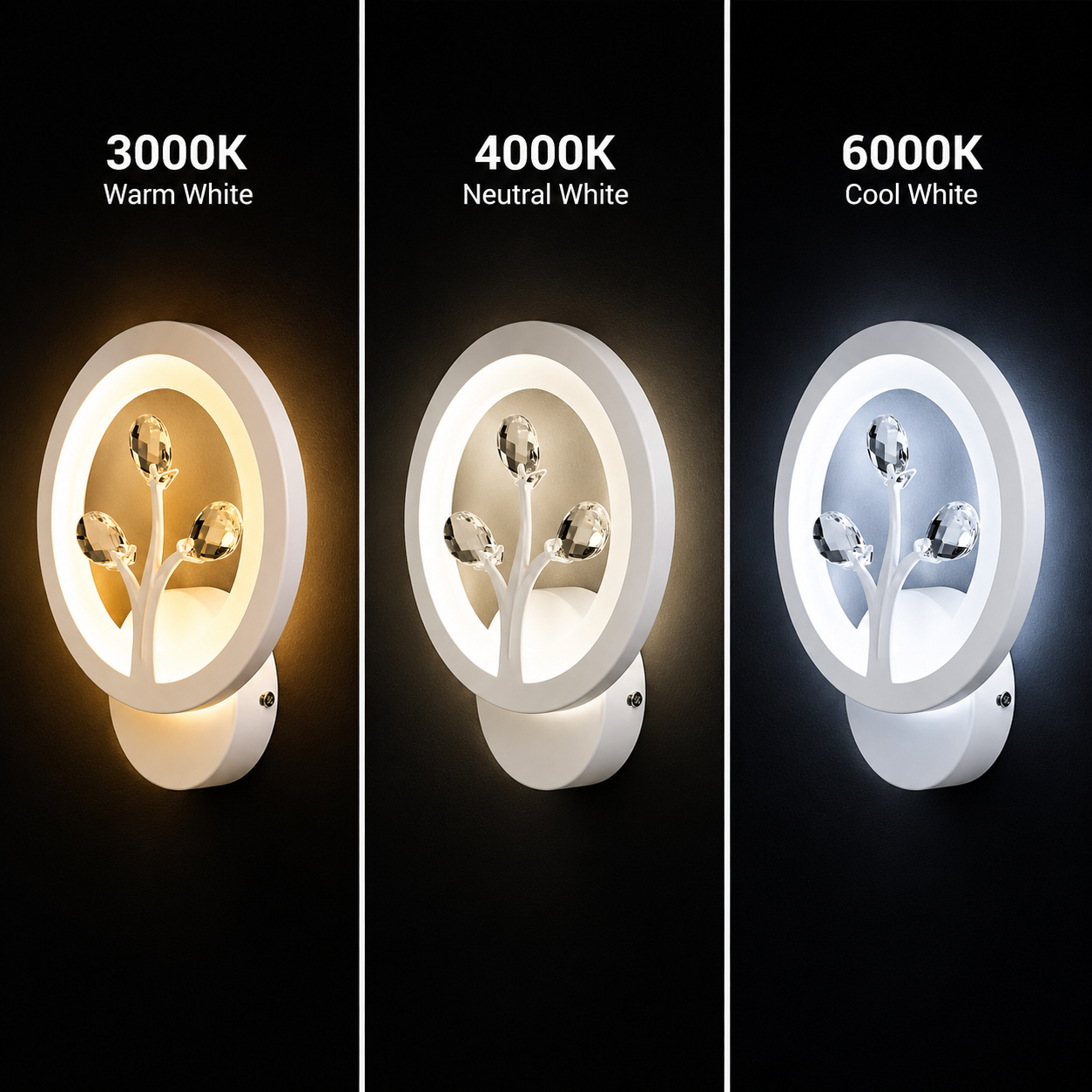 Aplica LED DAISY, 14W, Lumina Rece/Calda/Neutra, Alb cu Cristal Aplice de Interior Default Title Alessandro Design