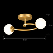 Lustra LED si cristal ORBIT, 55cm, 2xE27, Globuri, Auriu