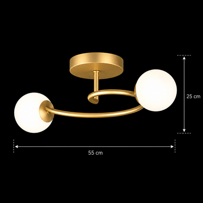 Lustra LED si cristal ORBIT, 55cm, 2xE27, Globuri, Auriu