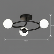 Lustra LED si cristal ORBIT, 66cm, 3xE27, Globuri, Negru