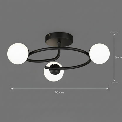 Lustra LED si cristal ORBIT, 66cm, 3xE27, Globuri, Negru