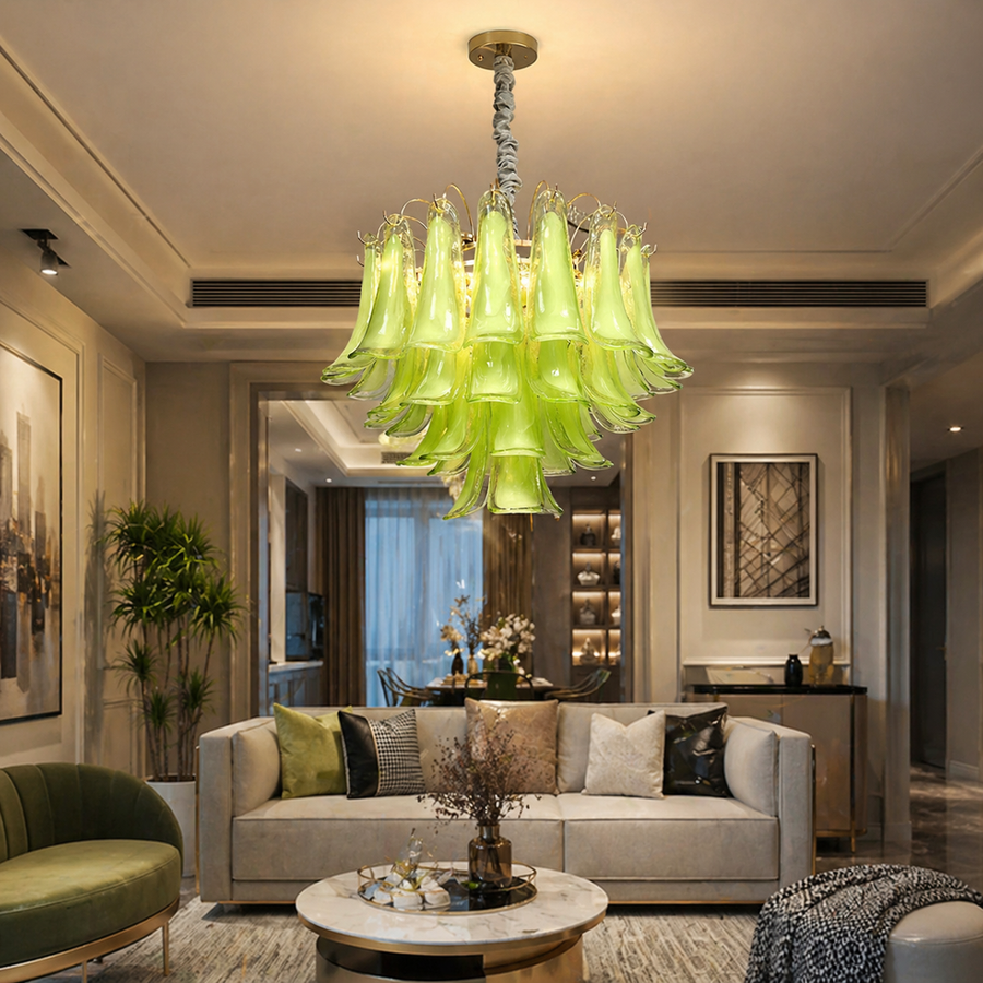 Candelabru Cristal MURANO Magno 7xE14, D60 cm, Verde, Inaltime Reglabila, Metal si Cristal Candelabre Cristal Default Title Alessandro Design