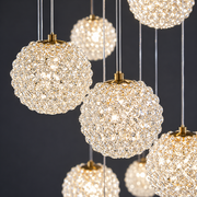 Candelabru Cristal MILLE, 18xG9 , Diametru 60cm x Inaltime 340cm, Cristal si Metal, Auriu