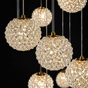 Candelabru Cristal MILLE, 25xG9 , Diametru 60cm x Inaltime 340cm, Cristal si Metal, Auriu