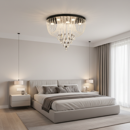 Candelabru LED Cristal MAGE Nobile, 22W, Lumina Calda/Neutra/Rece, Diametru 40cm, Crom Lucios