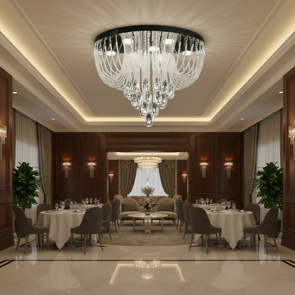 Candelabru LED Cristal MAGE Eleganza, 26W, Lumina Calda/Neutra/Rece, Diametru 50cm, Crom Lucios