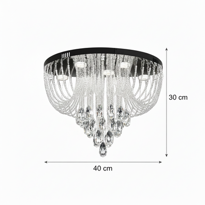 Candelabru LED Cristal MAGE Nobile, 22W, Lumina Calda/Neutra/Rece, Diametru 40cm, Crom Lucios
