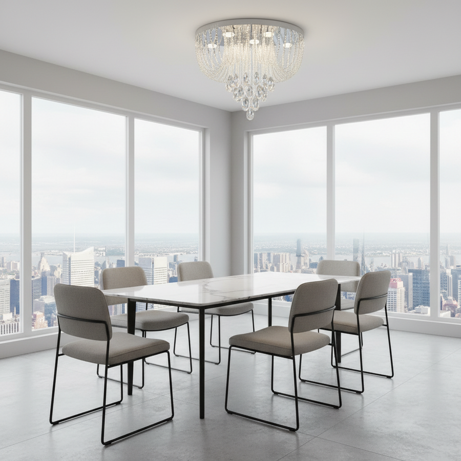 Candelabru LED Cristal MAGE Eleganza, 26W, Lumina Calda/Neutra/Rece, Diametru 50cm, Crom Lucios