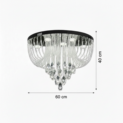 Candelabru LED Cristal MAGE Eleganza, 26W, Lumina Calda/Neutra/Rece, Diametru 50cm, Crom Lucios