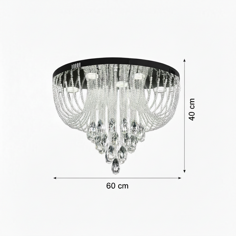 Candelabru LED Cristal MAGE Eleganza, 26W, Lumina Calda/Neutra/Rece, Diametru 50cm, Crom Lucios