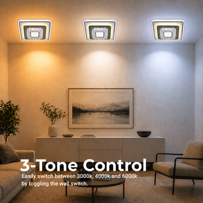 Krištáľový LED luster MITA 39W, 20x20cm, štvorcový, studené/teplé/neutrálne svetlo, biele LED luster Predvolený názov Alessandro Design