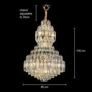 Candelabru Cristal VELVET Regalis, 29xE14, D80 cm, Auriu, Inaltime Reglabila, Metal si Cristal
