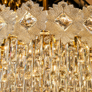 Candelabru Cristal FLEUR Supremo 14xE14, Dimensiune 100x35 cm, Inaltime 35 cm, Auriu Lucios, Inaltime Reglabila, Design Elegant