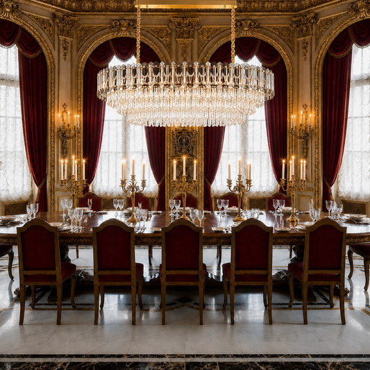 Candelabru Cristal AURUM Supremo 13xE14, Dimensiuni 85x35cm , Inaltime 41cm, Auriu Lucios, Inaltime Reglabila, Design Elegant