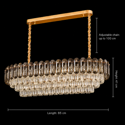 Candelabru Cristal AURUM Supremo 13xE14, Dimensiuni 85x35cm , Inaltime 41cm, Auriu Lucios, Inaltime Reglabila, Design Elegant