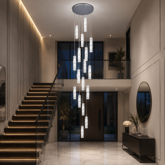 LED krištáľový luster 82W 3000K4000K6000K Amiri Priemer 40cm x Výška 300cm