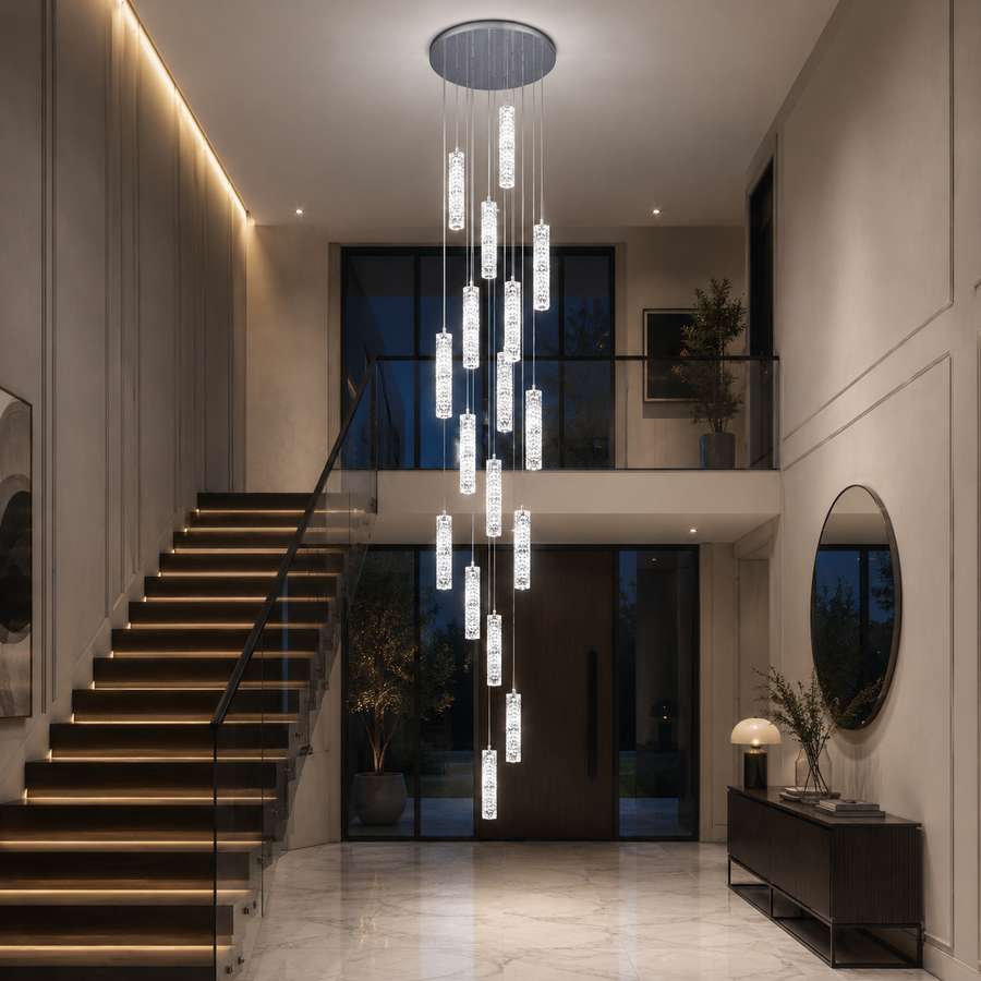 LED krištáľový luster 82W 3000K4000K6000K Amiri Priemer 40cm x Výška 300cm
