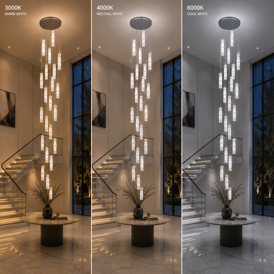 LED krištáľový luster 82W 3000K4000K6000K Amiri Priemer 40cm x Výška 300cm