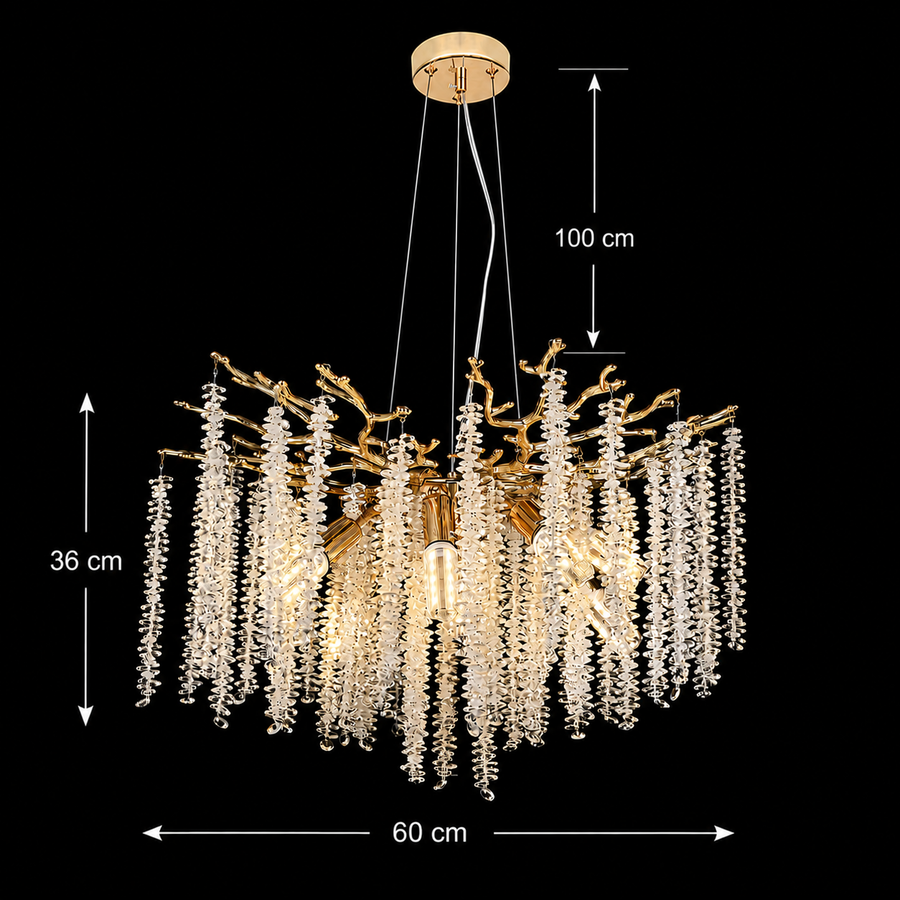 Candelabru Cristal ARBUS Magno, Φ60cm, 8xE14, Auriu, Metal si Cristal