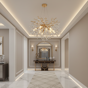 Candelabru Cristal LEAF Magno, Φ60cm, 8xE14, Auriu, Metal si Cristal