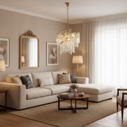 Candelabru Cristal TWEEZE Eleganza, Φ50cm, 9xE14, Auriu, Metal si Cristal