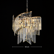 Candelabru Cristal TWEEZE Eleganza, Φ50cm, 9xE14, Auriu, Metal si Cristal