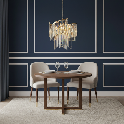 Candelabru Cristal TWEEZE Eleganza, Φ50cm, 9xE14, Auriu, Metal si Cristal