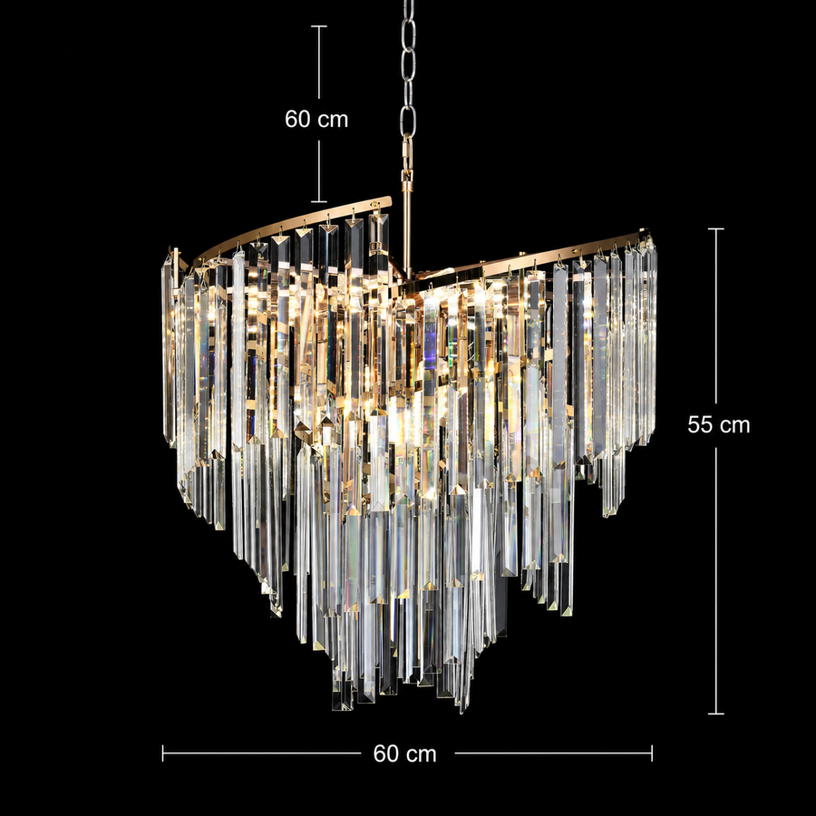 Candelabru Cristal TWEEZE Magno, Φ60cm, 12xE14, Auriu, Metal si Cristal