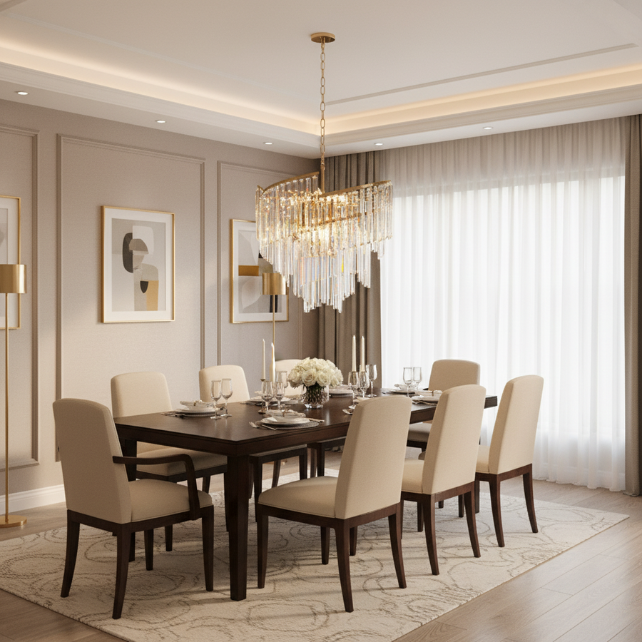 Candelabru Cristal TWEEZE Magno, Φ60cm, 12xE14, Auriu, Metal si Cristal