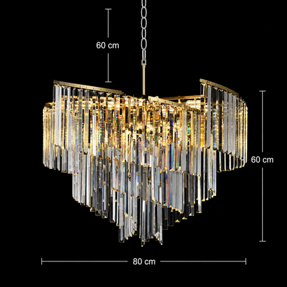 Candelabru Cristal TWEEZE Regalis, Φ80cm, 16xE14, Auriu, Metal si Cristal