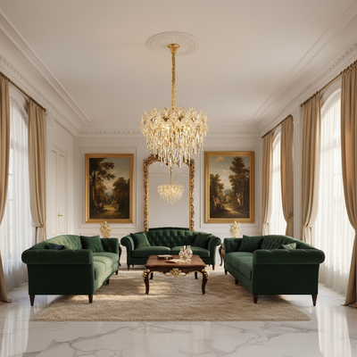 Candelabru Cristal FLEUR Eleganza 9xE14, Diametru 50cm, Inaltime 40cm, Auriu Lucios, Inaltime Reglabila, Design Elegant
