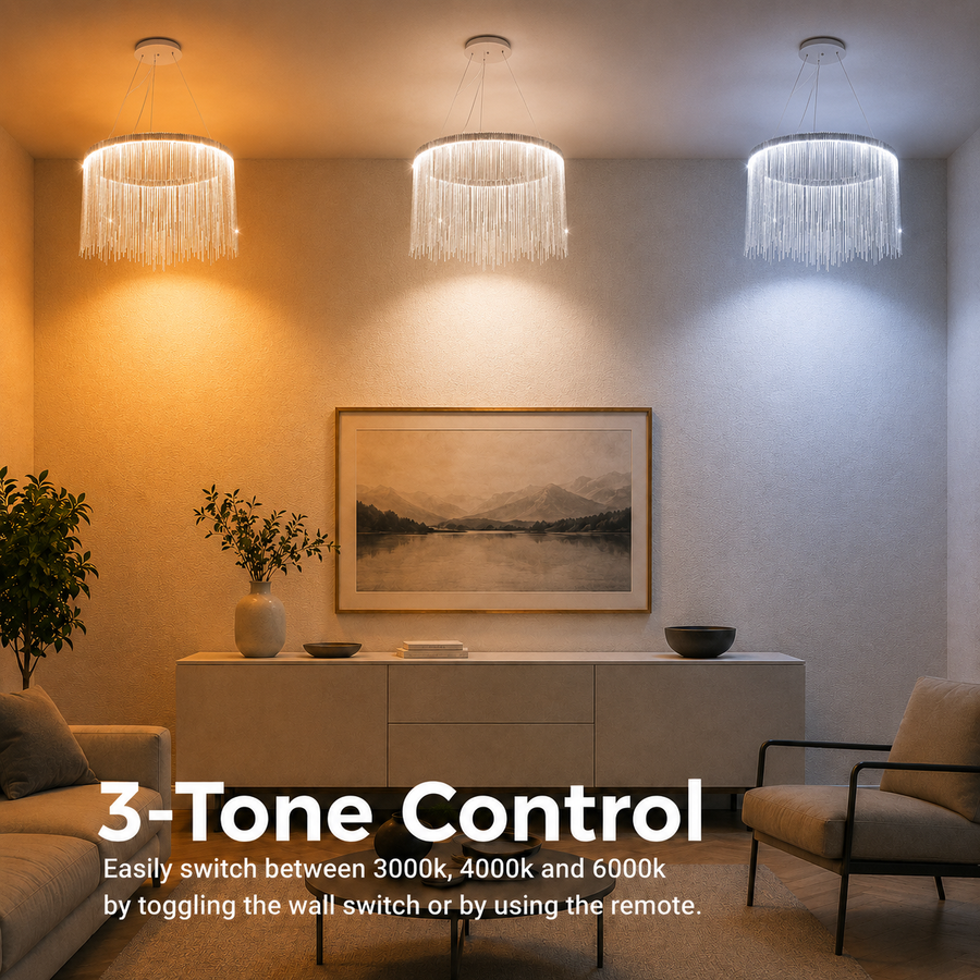 Závesný LED luster s diaľkovým ovládaním ILLUMINA MAGNUS, 38W, studené/teplé/neutrálne svetlo, stmievateľné, lesklý chróm