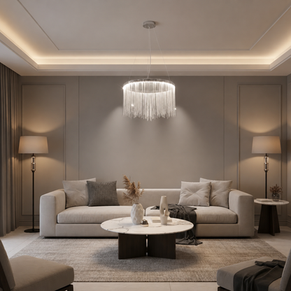 Závesný LED luster s diaľkovým ovládaním ILLUMINA MAGNUS, 38W, studené/teplé/neutrálne svetlo, stmievateľné, lesklý chróm