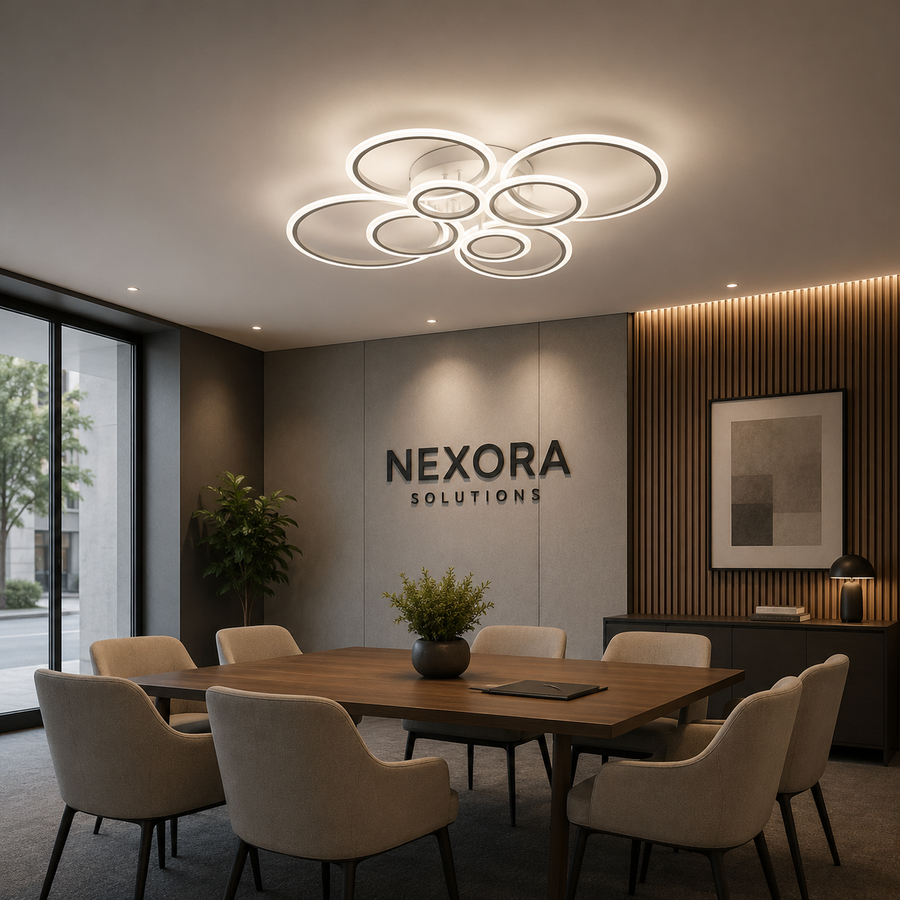 LED luster s diaľkovým ovládaním BETTY 130W, 8 kruhov, studené/teplé/neutrálne svetlo, stmievateľné, biela