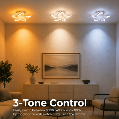 LED luster s diaľkovým ovládaním LOTUS 54W, 5 okvetných lístkov, studené/teplé/neutrálne svetlo, stmievateľné, biela