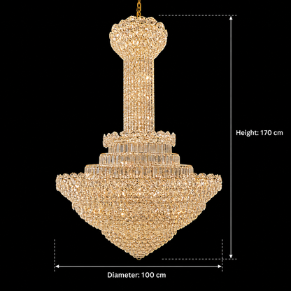 Candelabru Cristal PALAIS Supremo 34xE14, Diametru 100cm, Inaltime 170cm, Auriu Lucios, Inaltime Reglabila, Design Elegant Candelabre Cristal Default Title Alessandro Design