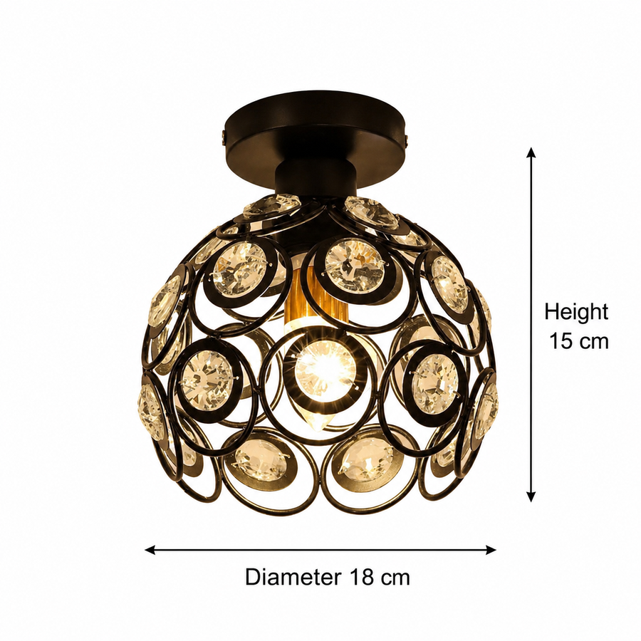 Vera Luster, 1x E27, Priemer 18cm, Čierna, Kovové a Krištáľové Klasické Lustre Predvolený názov Alessandro Design