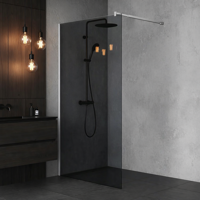 Paravan duș Walk-In 90x195 cm, sticlă securizată 8 mm, gri, profil metalic rezistent