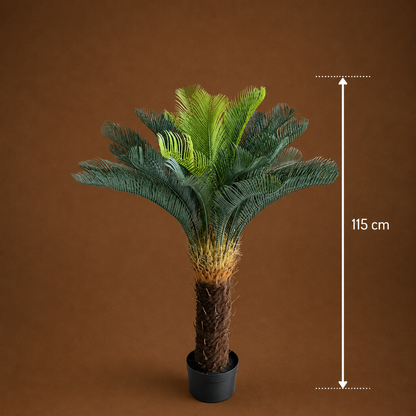 Planta Artificială Copac Tip Palmier, 36 frunze, 115 cm, Verde, cu Ghiveci