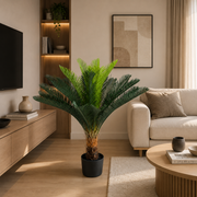 Planta Artificială Copac Tip Palmier, 18 frunze, 95 cm, Verde, cu Ghiveci