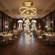 Candelabru Cristal cu Telecomanda DUARA Supremo, 90x300cm, Lumina Calda/Neutra/Rece, Auriu, Metal si Cristal