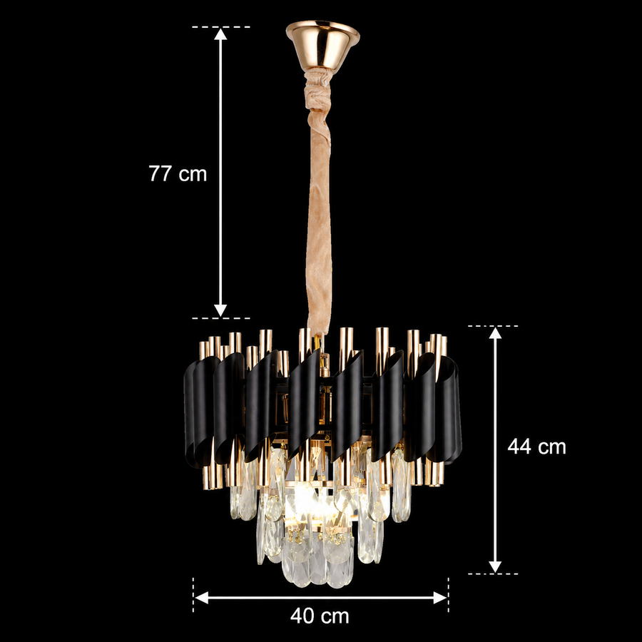 Nobile VERSAILLES krištáľový luster 5xE14, priemer 40 cm, lesklý zlatý a čierny