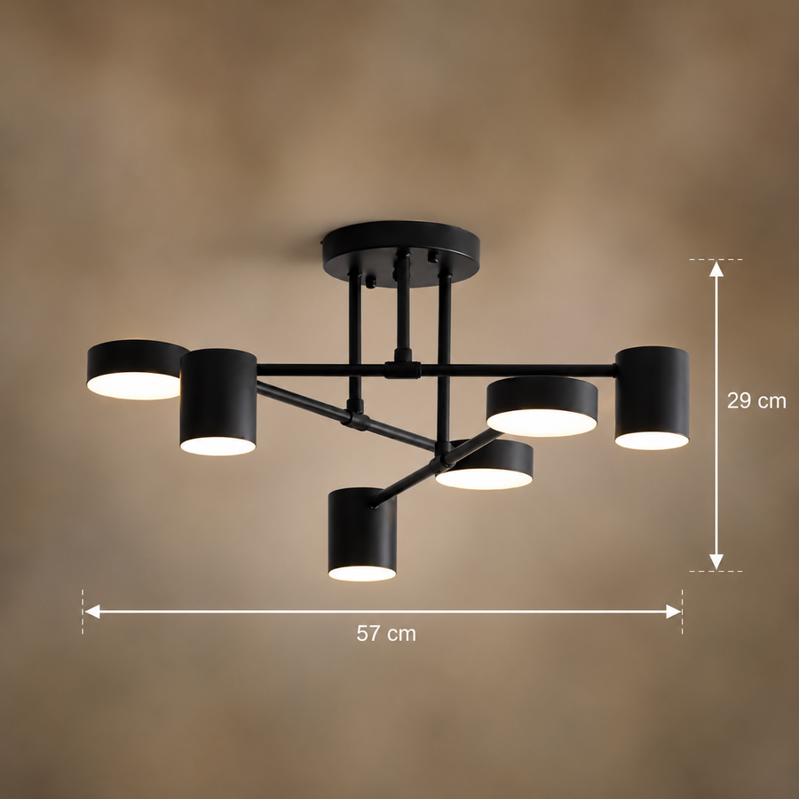 LED luster GALIOS 72W, 6 prvkov, studené/teplé/neutrálne svetlo, čierny