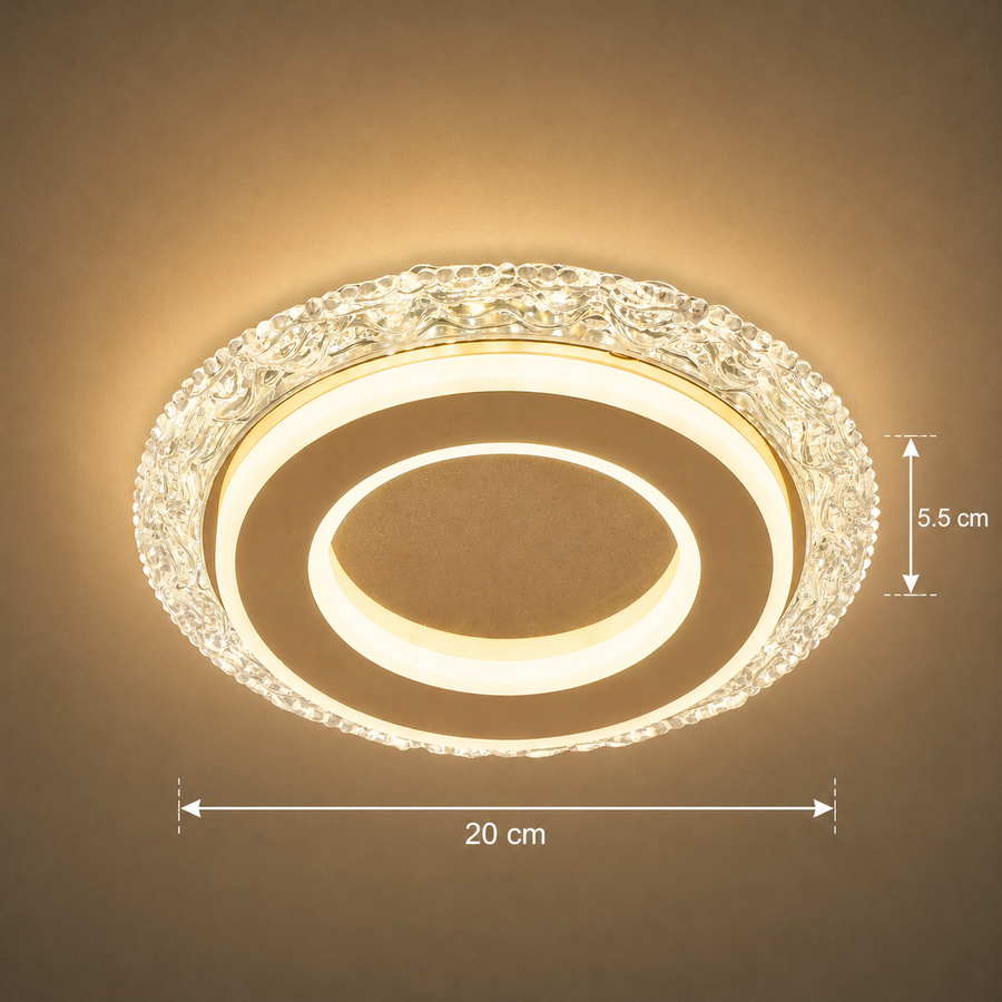 Lustra LED AGOL Petito, 29W, Diametru 20cm, Lumina Calda/Neutra/Rece, Auriu, Metal si Acril