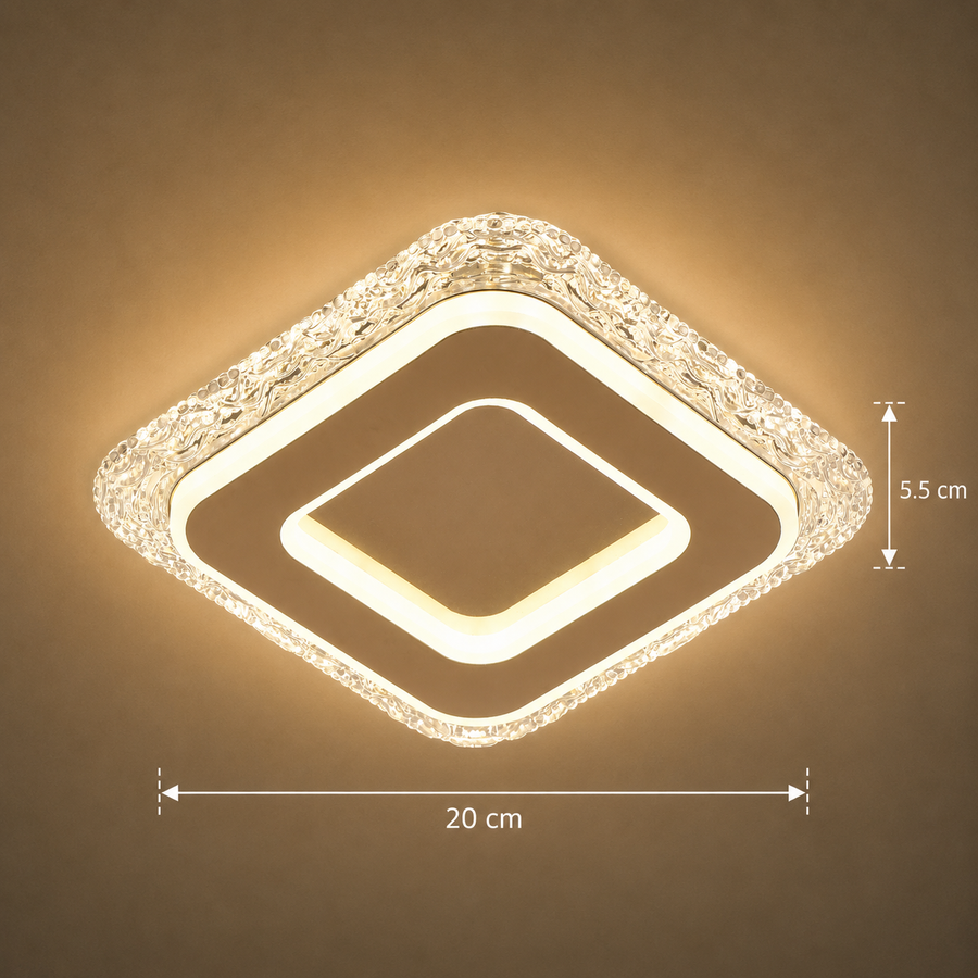 Lustra LED AGOL Petito, 29W, Dimensiune 20x20cm, Lumina Calda/Neutra/Rece, Auriu, Metal si Acril